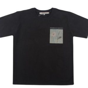 KIMHEKIM Floral print short-sleeved T-shirt simple